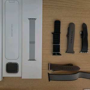 애플워치6 44mm 스테인리스 실버 풀박+정품 밀레니즈스트랩 이미지