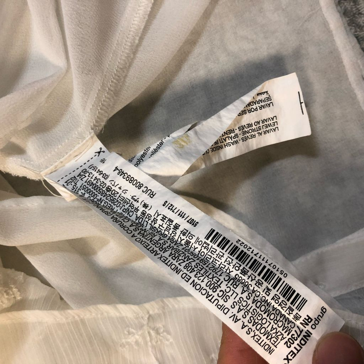 ZARA 자라 마랑맛 레이스 시스루 아일렛 벌룬 반팔 블라우스 자수 이미지