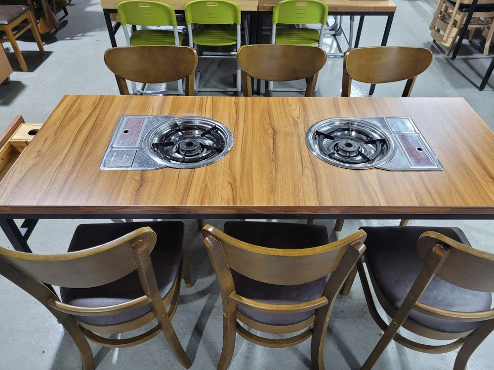 179번 식당 6인용 부탄가스 테이블 업소용 로스터식탁 부탄렌지 고기불판 가스렌지테이블 이미지