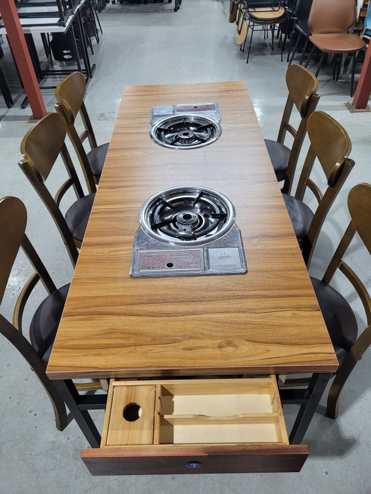 179번 식당 6인용 부탄가스 테이블 업소용 로스터식탁 부탄렌지 고기불판 가스렌지테이블 이미지