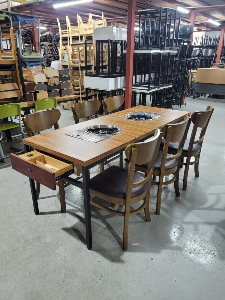 179번 식당 6인용 부탄가스 테이블 업소용 로스터식탁 부탄렌지 고기불판 가스렌지테이블 이미지