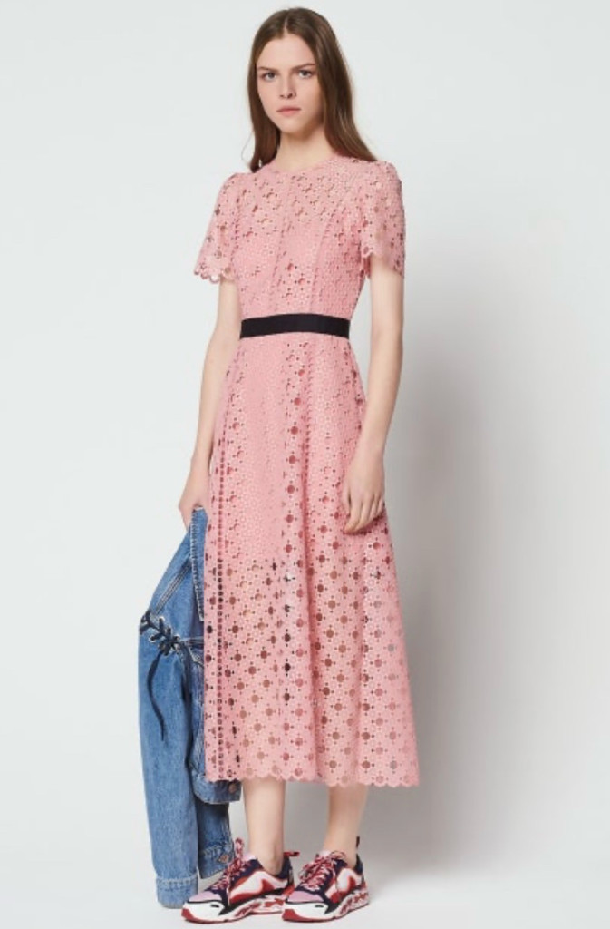 SANDRO산드로 핑크 레이스원피스38(데이트룩 하객룩 돌잔치룩) 이미지