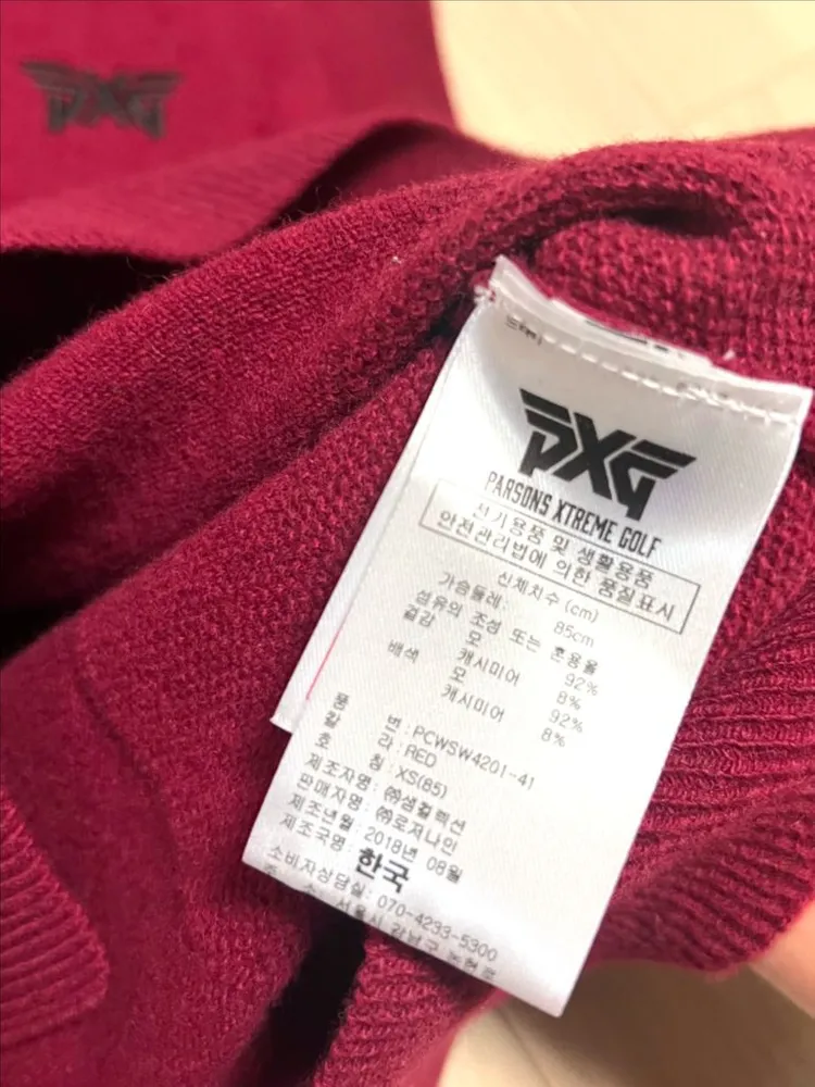 정품 PXG 캐시미어 울 니트 조끼 베스트 XS 여성 골프웨어 골프복 버건디 레드 와인 피엑스지 이미지
