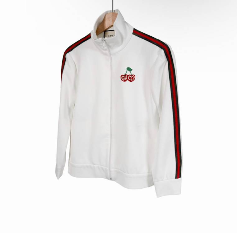 [S] 구찌 여성 체리 자수 테크니컬 집업 트랙 저지 자켓 화이트 이미지
