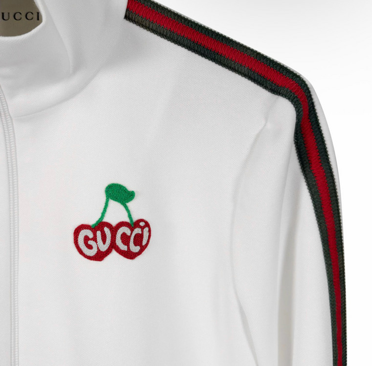 [S] 구찌 여성 체리 자수 테크니컬 집업 트랙 저지 자켓 화이트 이미지