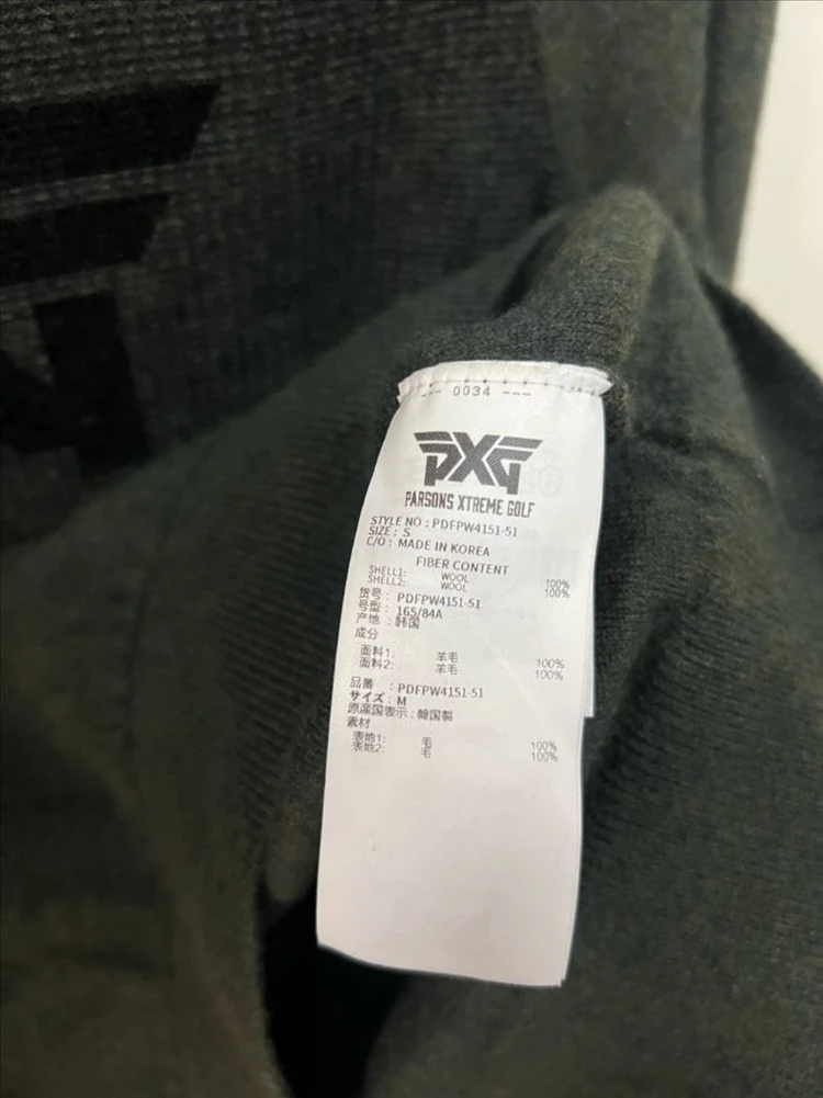 정품 여성 PXG 울100% 블럭로고 니트 티셔츠 S 골프웨어 골프복 그린 카키 피엑스지 이미지