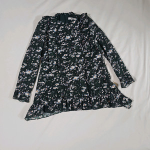 [0] 오즈세컨 플라워 플로럴 패턴 쉬폰 프릴 타이 블라우스 이미지