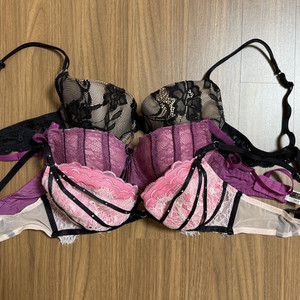 레이스 브라 3개 세트 (블랙/핑크/보라) 이미지