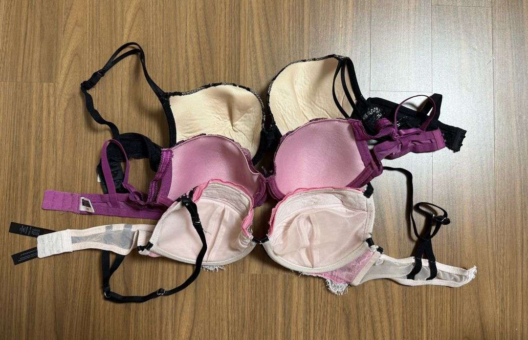 레이스 브라 3개 세트 (블랙/핑크/보라) 이미지