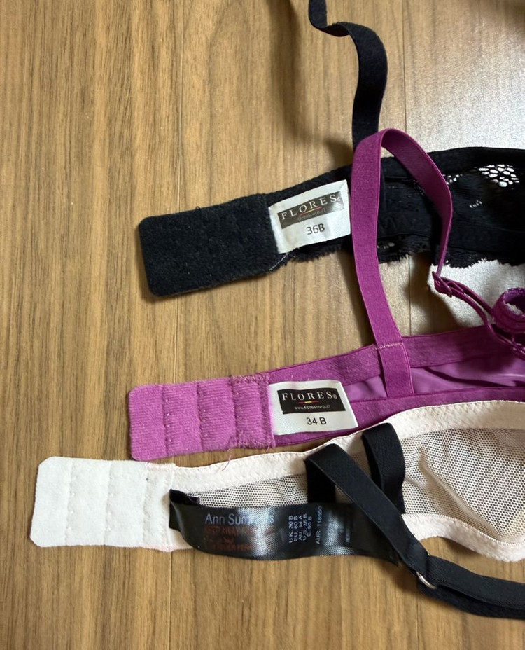 레이스 브라 3개 세트 (블랙/핑크/보라) 이미지