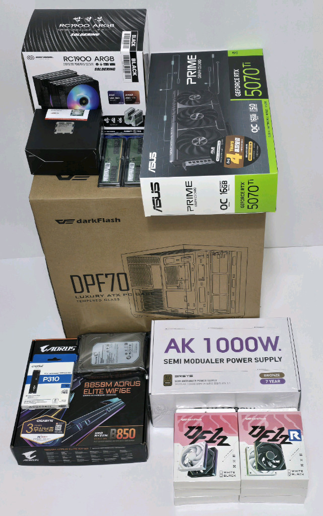 (새제품 블랙)9800X3D, RTX5070Tl, B850M WIFI,1000W, 공랭최강, 방송게이밍컴퓨터본체 이미지