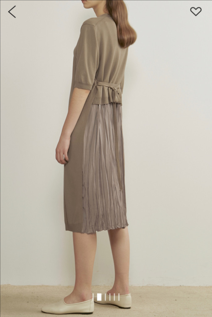 21년 한섬 더캐시미어 the cashmere 울 캐시미어 백 플리츠 니트 롱원피스 벨트 반팔 네이비 이미지