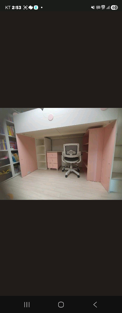 리바트 뉴꼼므 높은벙커침대 책상세트.의자.매트리스.책상유리 이미지