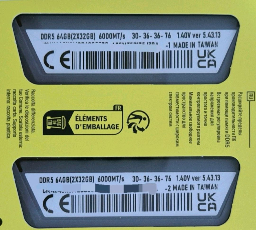 미개봉) 커세어 DDR5 64GB ( 32GB x2) 6000MHz CL30 램 새제품 이미지