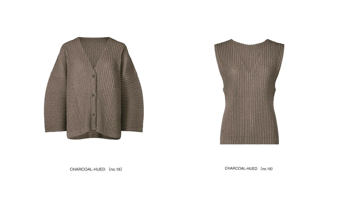 이세이미야케 미 코듀로이 가디건&베스트 세트 차콜 이미지