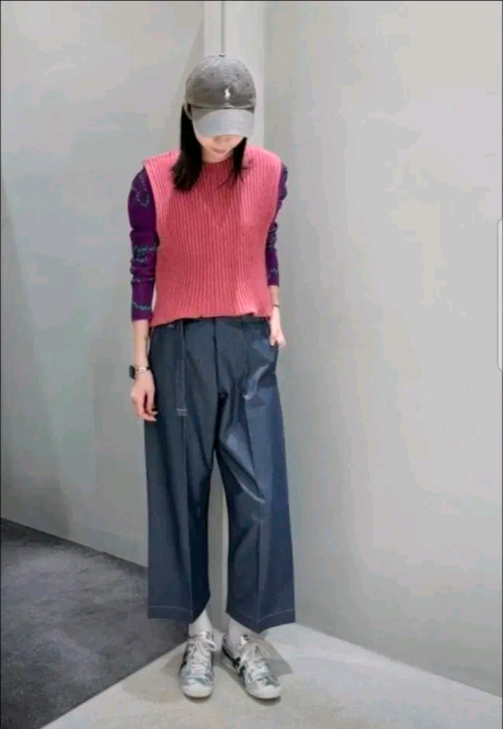 이세이미야케 미 코듀로이 가디건&베스트 세트 레드 이미지