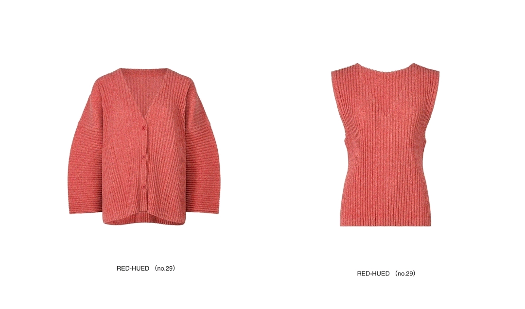 이세이미야케 미 코듀로이 가디건&베스트 세트 레드 이미지