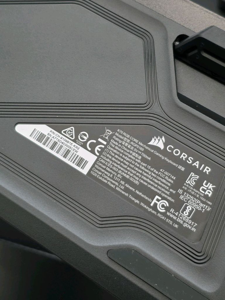 커세어 K70 RGB CORE 유선 기계식 키보드 그레이 + 커세어 전용 팜레스트 이미지