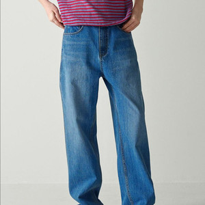 [XS] 파사드패턴 클래식 테이퍼드 데님 블루 인디고 이미지