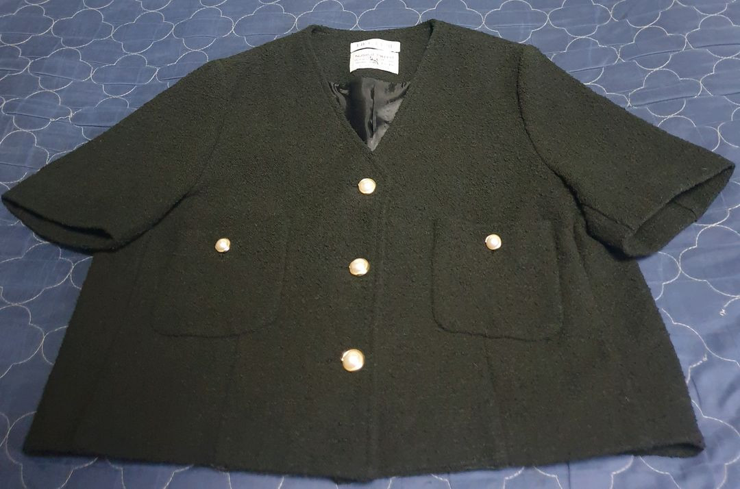 (24ss) 틸아이다이 카라리스 진주버튼 트위드 반팔자켓 블랙 (S 이미지