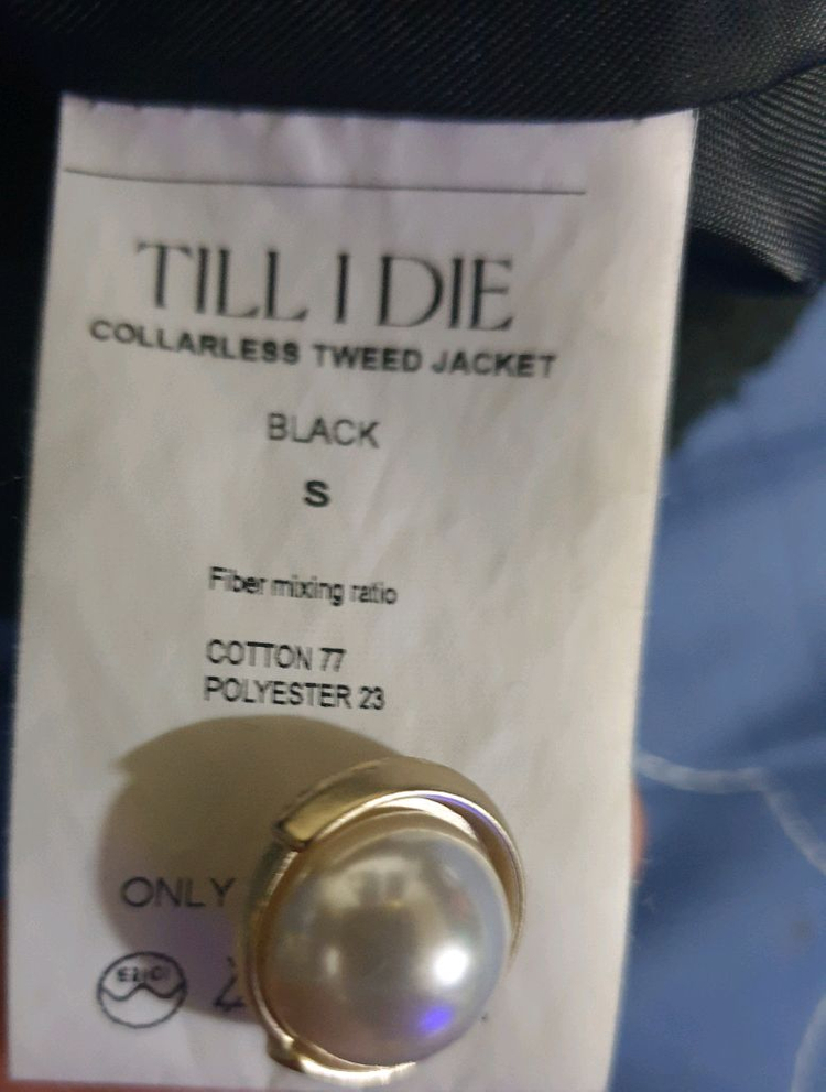 (24ss) 틸아이다이 카라리스 진주버튼 트위드 반팔자켓 블랙 (S 이미지