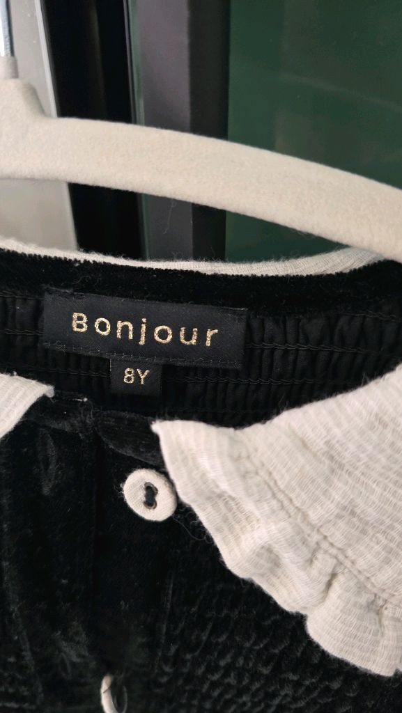 봉주르다이어리 블랙 벨벳 카라 원피스 8Y 이미지