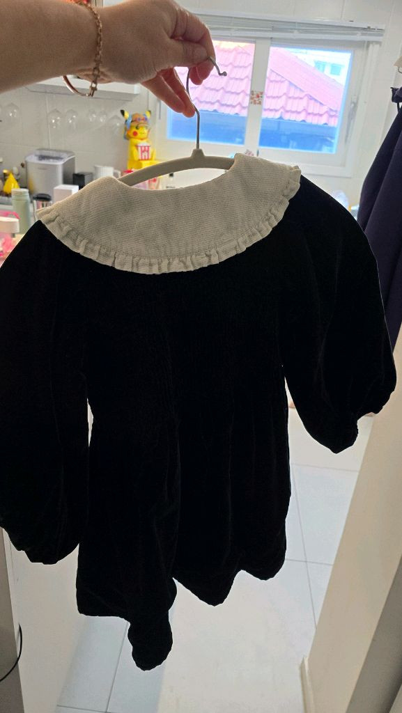 봉주르다이어리 블랙 벨벳 카라 원피스 8Y 이미지