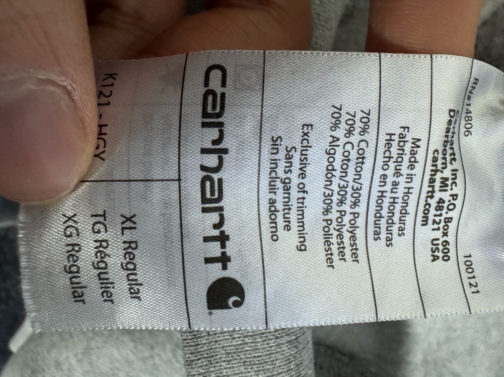 칼하트 오리지널 핏 빅 사이즈 기모 후드티 2XL ~ 이미지