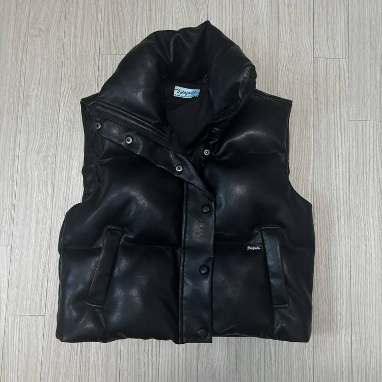 페일제이드 레더 패딩조끼 베스트 푸퍼 블랙 이미지