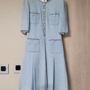 (2회 착용) 미샤 하늘색 트위드 원피스(사이즈55) 이미지