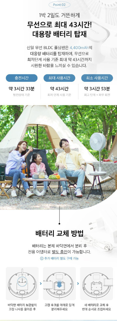 신일 BLDC 무선스탠드 접이식 써큘레이터 선풍기 이미지