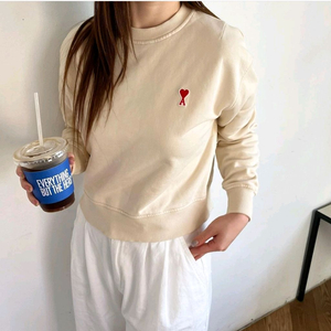 아미 크롭 여성 맨투맨 스웻 셔츠 이미지