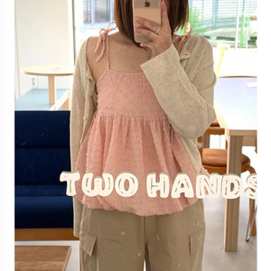 아이링마켓 제작 볼륨 나시 블라우스 핑크 이미지