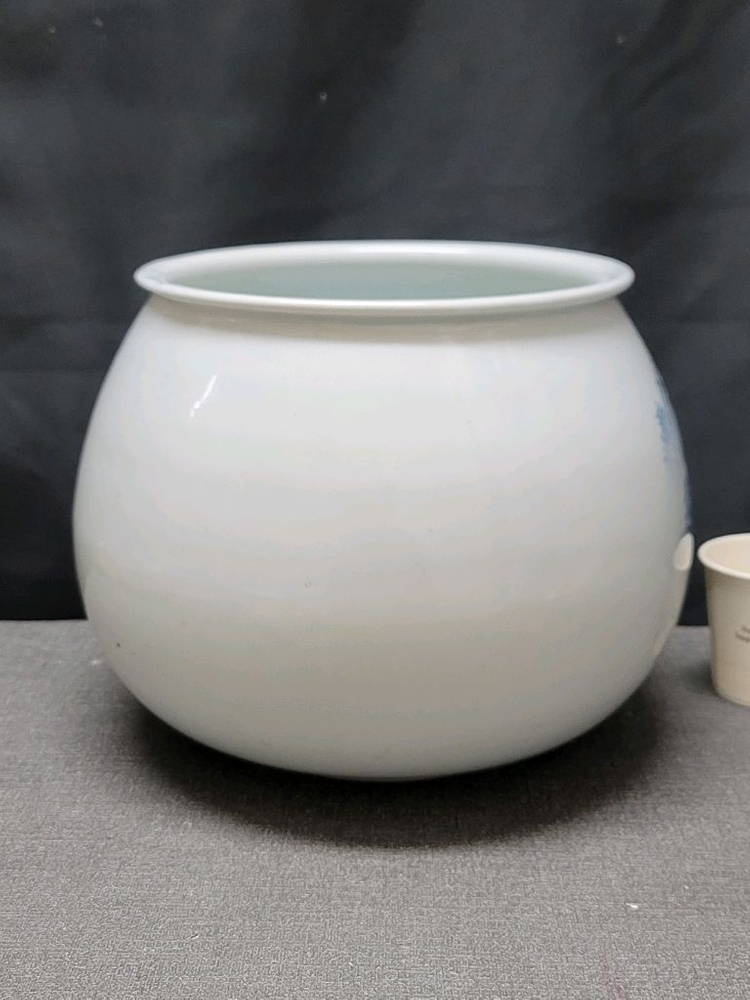 백석요 백자 청화 산수문 광구호 도자기 이미지