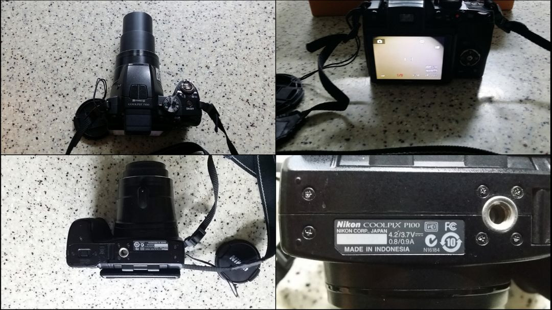 디카, 디지털 카메라, DSLR 니콘 D100, 니콘 쿨픽스 P100, 필름 카메라, 대형 가방, 삼각대, 셀카봉 이미지