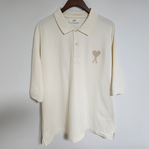 XXL 아미 화이트 빅하트 자수 남성 반팔 카라티 a115052 이미지