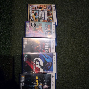 PS5 게임 타이틀 5종 세트 gta5,라쳇앤크랜크,스파이더맨,그란투리스모7,리터널 이미지