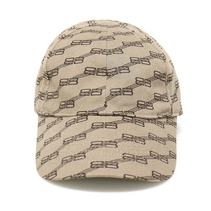 발렌시아가 베이지 브라운 코튼 드릴 BB 모노그램 베이스볼 캡 야구 모자 L / 704104 이미지