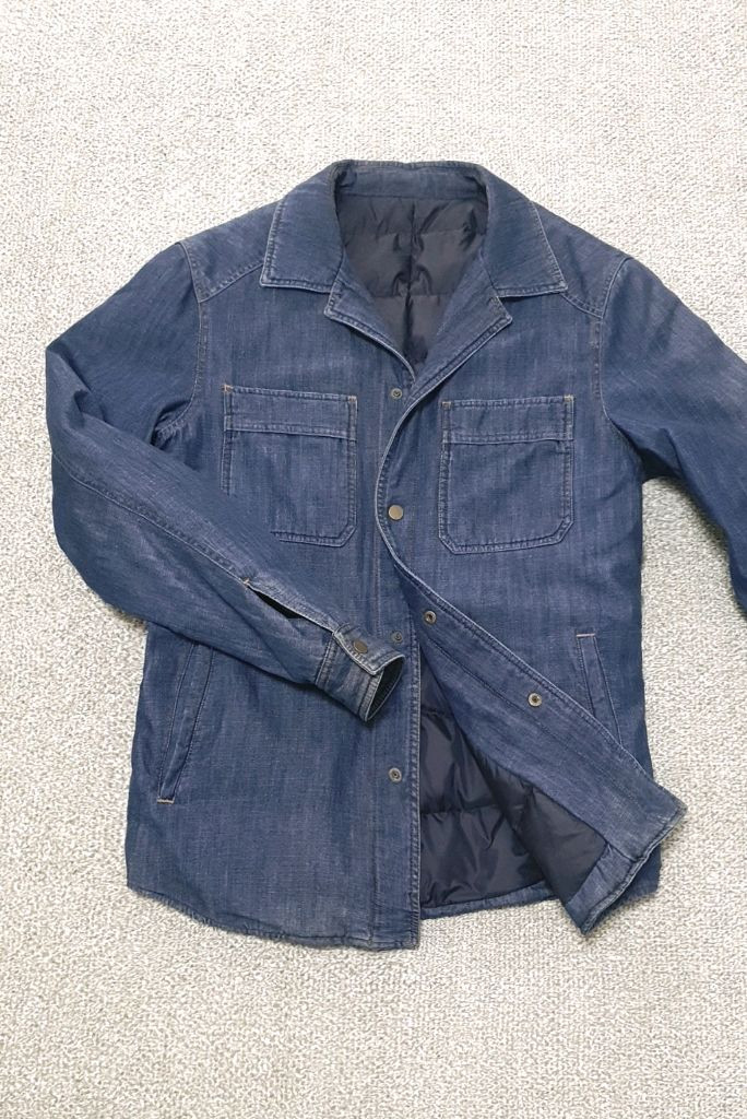 시스템옴므 세미워싱 데님 구스다운 셔츠자켓 판매해요 이미지