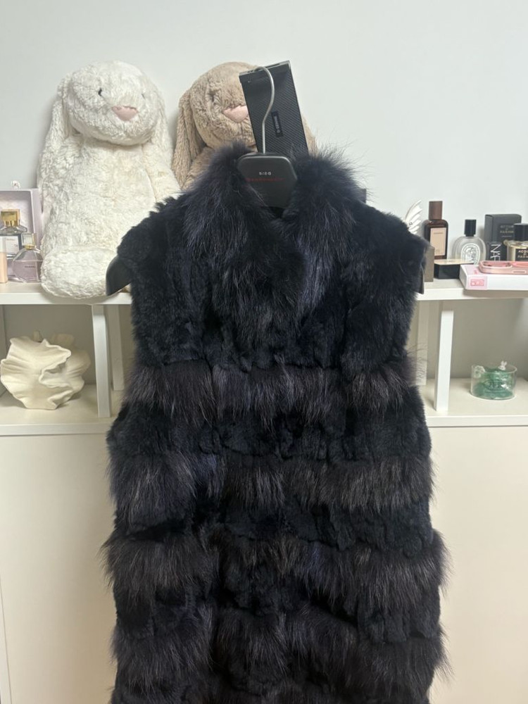 알토 천연모피 퍼 베스트 네이비 66 이미지