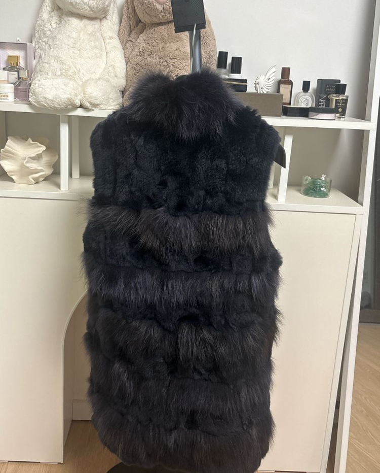 알토 천연모피 퍼 베스트 네이비 66 이미지