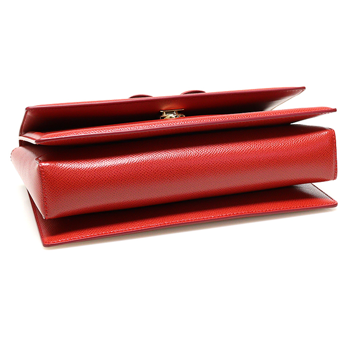 페라가모 레드 엠보스 카프스킨 금장 바라 지니 미디움 플랩 크로스백 / 21 G462 이미지