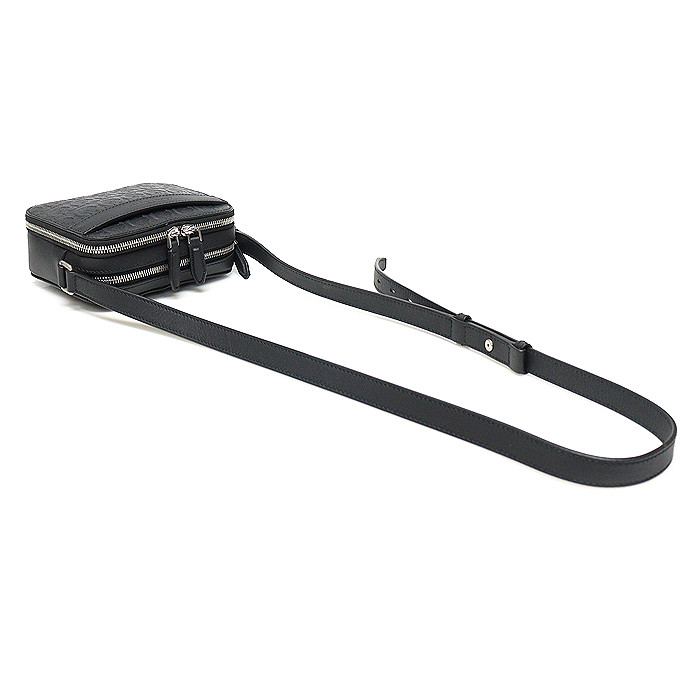 페라가모 블랙 해머드 카프스킨 간치니 로고 크로스백 / 24-0410 745702 이미지