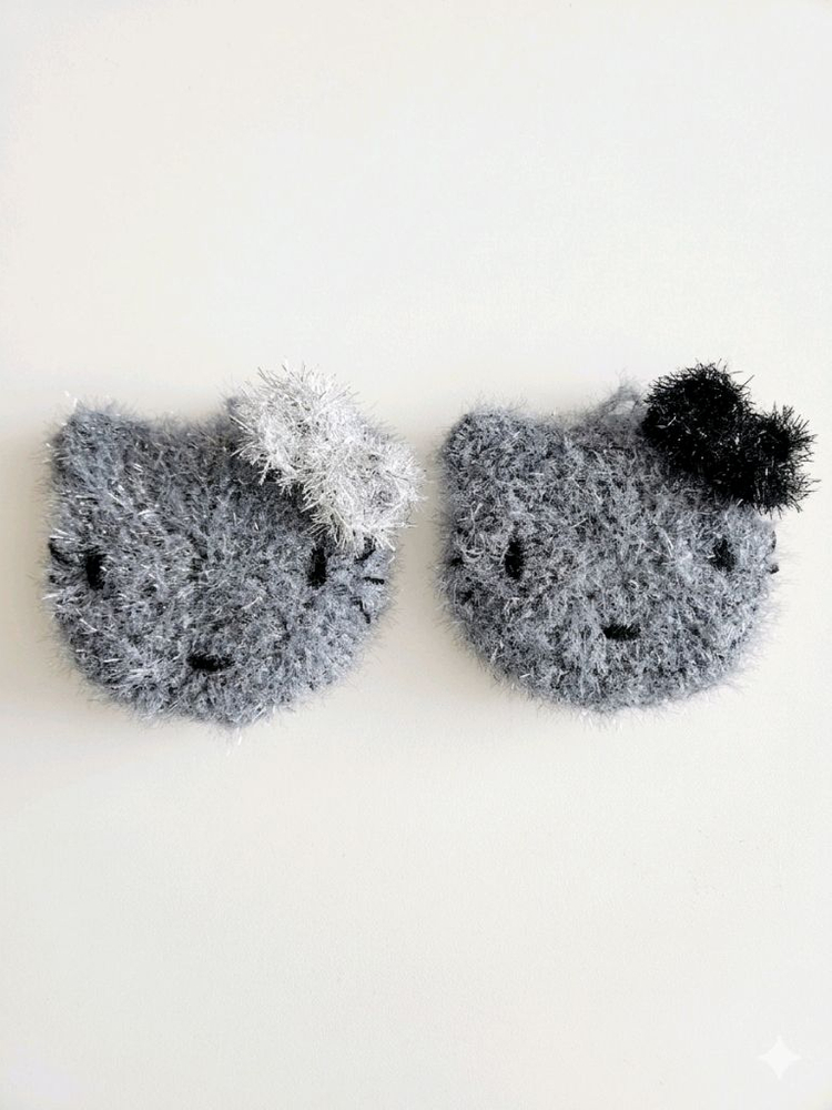 모노크롬 키티 / 베레모곰 핸드메이드 수세미 이미지