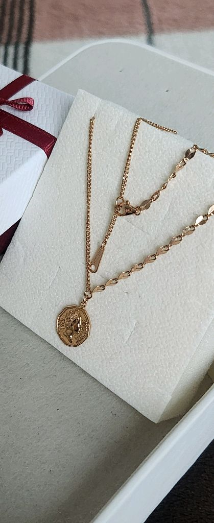 118k 핑크골드 하프체인 반반 체인 코인목걸이 이미지