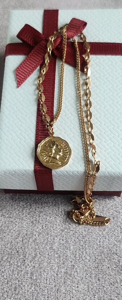 118k 핑크골드 하프체인 반반 체인 코인목걸이 이미지