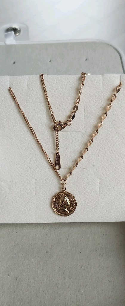 118k 핑크골드 하프체인 반반 체인 코인목걸이 이미지