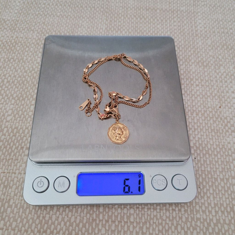 118k 핑크골드 하프체인 반반 체인 코인목걸이 이미지