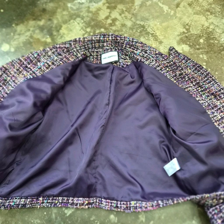 100) 칼라거펠트 트위드 자켓 블레이저 마이 이미지