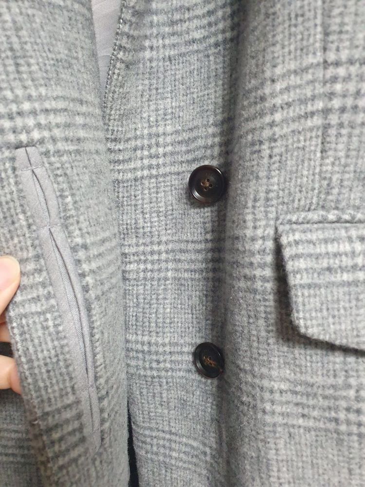 빈폴 여성 울 캐시미어 체크 싱글 코트 그레이 90 이미지